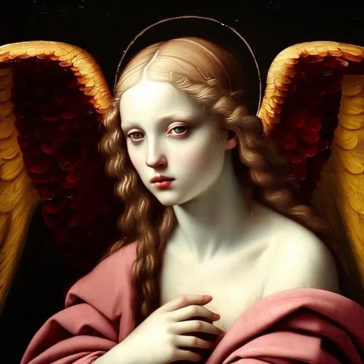 Prompt: renaissance painting beautiful angel with crystal translucid eyes