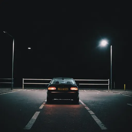 Prompt: car in dark parking lot uk