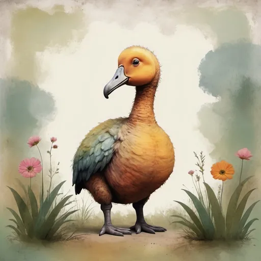 Prompt: sweet Dodo in nature as a childs poster,  for a girls room and in the style of rop van mierlo and Rothko