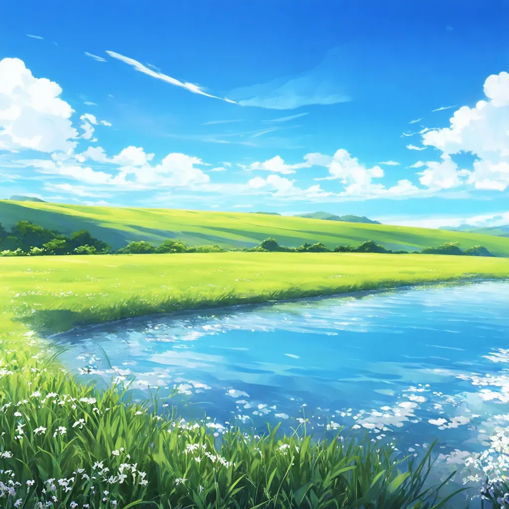 Prompt: bliss windows xp default wallpaper, by makoto shinkai,