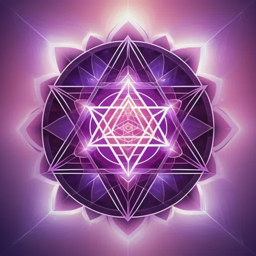 Prompt: Merkabah symbol in an iridescent white and purple-pink background, geometric and symmetrical, ethereal and mystical, glowing with soft light, high quality, digital art, sacred geometry, cosmic vibes, futuristic, iridescent tones, detailed lines, translucent, vibrant hues, spiritual
