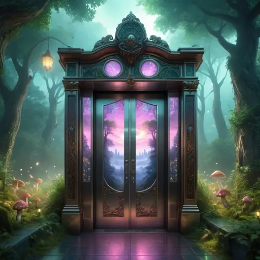Prompt: fantasy elevator door opening up to a magical world
