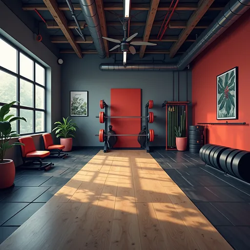 Prompt: a mrbeast style gym but mr beast isn't in it. just a plain gym no people.