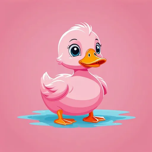 Prompt: pink duckling, flat illustration, cartoon, vector illustration