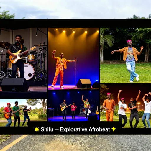 Prompt: Upbeat Afrobeat instrumental plays. Quick cuts: Shifu in studio, performing, vibing with friends.
Shifu (on cam, energetic):
“Yo, I’m Shifu — an Afrobeat explorer. My sound? Afrobeat with a twist — a mix of Latin, jazz, pop, and R&B. 🎶”
Cut to clips of instruments and dance vibes.
Shifu (voiceover):
“I make music for your soul and your feet… to make you feel, move, and dream.”
Back on cam, smiling:
“Stick around — we’re about to change the vibe together.”
Text on screen:
✨ Shifu — Explorative Afrobeat ✨