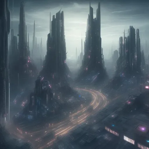 Prompt: dystopian and futuristic city