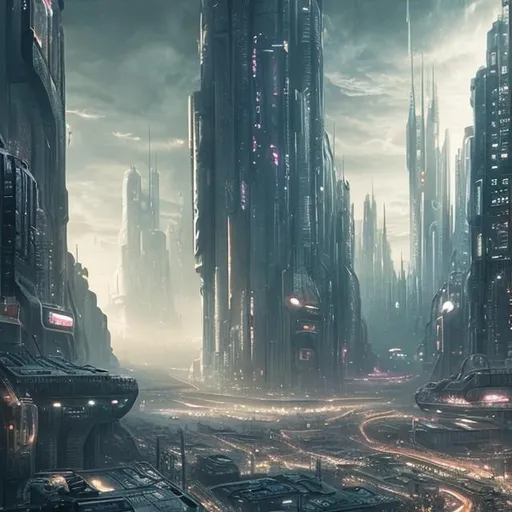 Prompt: vision of a dystopian and futuristic city