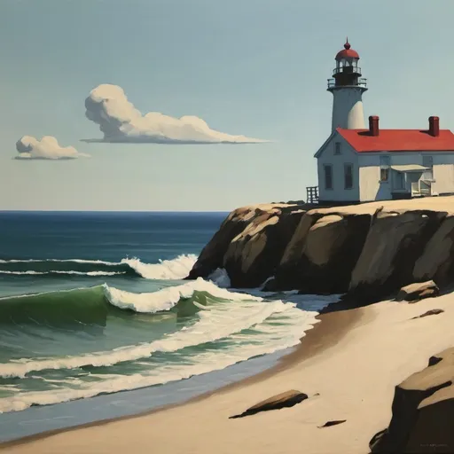 Prompt: Seascape in the style of Edward hopper