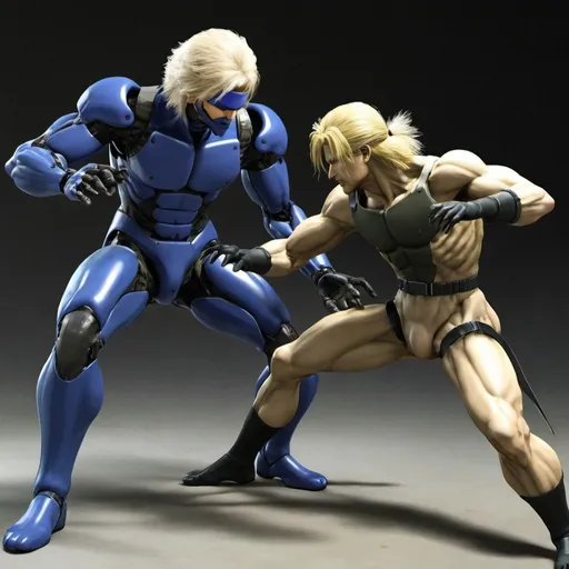 Prompt: Raiden from metal gear solid fighting a snork from stalker