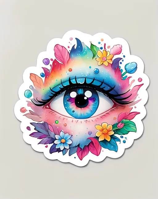 Prompt: STICKER, SOLID background, SHARP FOCUS of A Detailed watercolor of kawaii galaxy emerging from his third eye, pastel hues by rene margritte.
 SOLID BACKGROUND< white background, Floral Splash, Rainbow Colors, Redbubble Sticker,Splash In Vibrant Colors, 3D Vector Art, Cute And Quirky, Adobe Illustrator, HandDrawn, Digital Painting, LowPoly, Soft Lighting, Bird'sEye View, Isometric Style, Retro Aesthetic, Focused On The Character, 4K Resolution,