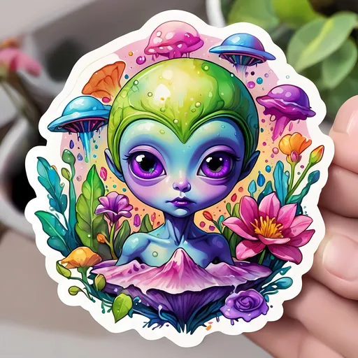 Prompt: STICKER, SOLID background, SHARP FOCUS of A Detailed watercolor of an purple alien abduction , Floral Splash, Rainbow Colors, Redbubble Sticker,Splash In Vibrant Colors, 3D Vector Art, Cute And Quirky, Adobe Illustrator, HandDrawn, Digital Painting, LowPoly, Soft Lighting, Bird'sEye View, Isometric Style, Retro Aesthetic, Focused On The Character, 4K Resolution,