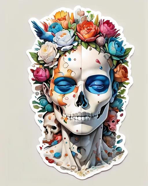 Prompt: STICKER, sticker design, SOLID background, WHITE BACKGROUND, SHARP FOCUS of A Detailed watercolor Tee shirt design the anatomy of a human head made of domino pieces and shels, an ultrafine detailed painting by James jean, octopath traveler, Behance contest winner, vanitas, angular, altermodern, surreal
Redbubble Sticker,Splash In Vibrant Colors, 3D Vector Art, Cute And Quirky, Adobe Illustrator, HandDrawn, Digital Painting, LowPoly, Soft Lighting, Bird'sEye View, Isometric Style, Retro Aesthetic, Focused On The Character, 4K Resolution,