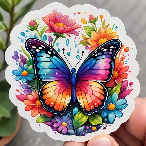 Prompt: STICKER, SOLID background, SHARP FOCUS of A Detailed kawaii watercolor of a Cute TINY BUTTERFLY MEDITATING, Floral Splash, Rainbow Colors, Redbubble Sticker,Splash In Vibrant Colors, 3D Vector Art, Cute And Quirky, Adobe Illustrator, HandDrawn, Digital Painting, LowPoly, Soft Lighting, Bird'sEye View, Isometric Style, Retro Aesthetic, Focused On The Character, 4K Resolution,