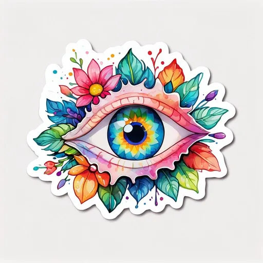 Prompt: STICKER, SOLID background, SHARP FOCUS of A Detailed watercolor cute of third eye , is SOLID BACKGROUND< white background, Floral Splash, Rainbow Colors, Redbubble Sticker,Splash In Vibrant Colors, 3D Vector Art, Cute And Quirky, Adobe Illustrator, HandDrawn, Digital Painting, LowPoly, Soft Lighting, Bird'sEye View, Isometric Style, Retro Aesthetic, Focused On The Character, 4K Resolution,