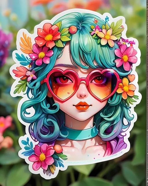 Prompt: STICKER, SOLID background, SHARP FOCUS of A Detailed kawaii watercolor of a Cute flemnco wearing heartshaped sunglasses , Floral Splash, Rainbow Colors, Redbubble Sticker,Splash In Vibrant Colors, 3D Vector Art, Cute And Quirky, Adobe Illustrator, HandDrawn, Digital Painting, LowPoly, Soft Lighting, Bird'sEye View, Isometric Style, Retro Aesthetic, Focused On The Character, 4K Resolution,