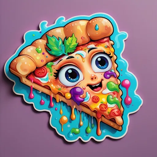 Prompt: STICKER, SOLID background, SHARP FOCUS of A Detailed Illustration of a trippy melting pizza head, Rainbow Colors, Redbubble Sticker,Splash In Vibrant Colors, 3D Vector Art, Cute And Quirky, Adobe Illustrator, HandDrawn, Digital Painting, LowPoly, Soft Lighting, Bird'sEye View, Isometric Style, Retro Aesthetic, Focused On The Character, 4K Resolution,