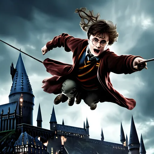 Prompt: Harry potter is Flying 