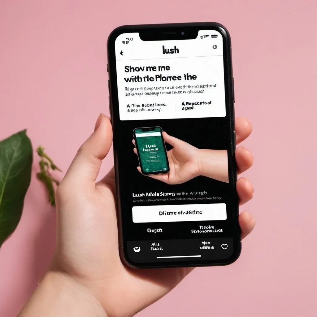 Prompt: show me the screen of a phone with the mobile app for Lush, an organic skincare product company which launched AI-driven personalised skincare app