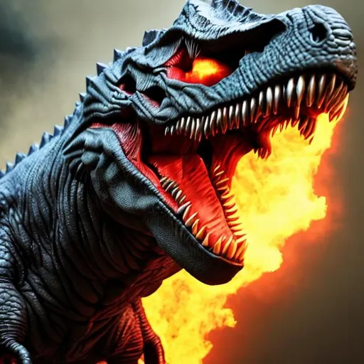 Prompt: Evil T-Rex breathing fire