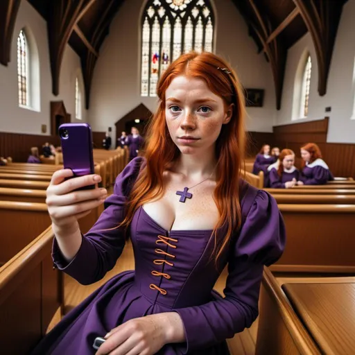 Prompt: <mymodel>  taking a  selfie with a purple flip phone.