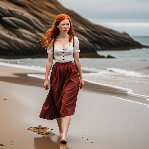 Prompt: <mymodel>  walking on a secluded beach in a skirt and red tube top