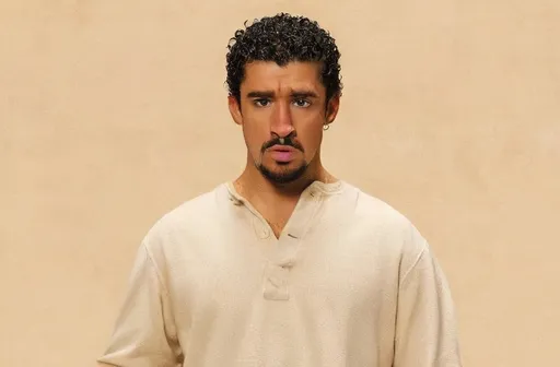 Prompt: Shocked, a tan man with a beard and a white shirt is standing in front of a wall with a clock on it, "Bro Church" shirt, promotional image, a character portrait