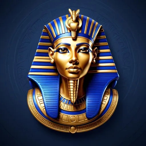 Prompt: Detailed logo design for 'Pharaoh Artistry', ancient Egyptian theme, regal and majestic, gold and royal blue color scheme, intricate hieroglyphics, professional quality, luxurious, symbolic, ornate design, high resolution, elegant typography, royal, majestic, ancient Egypt, symbolic, gold and royal blue, ornate, luxurious, professional quality