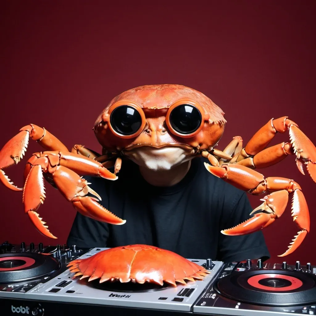 Prompt: Bobit is a creative DJ and plays with crabs