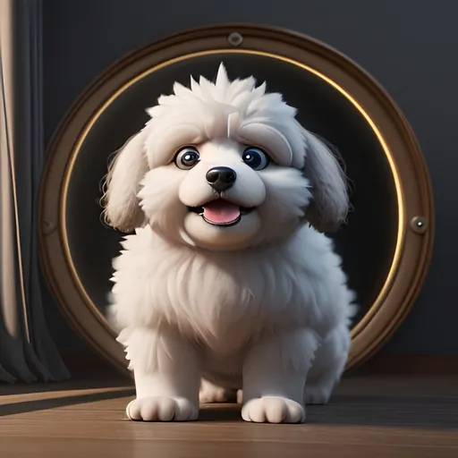 Prompt: 3d fluffy, dog, cute and adorable, cute big circular reflective eyes, long fuzzy fur, Pixar render, unreal engine cinematic smooth, intricate detail, cinematic