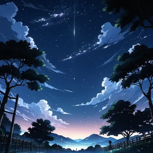 Prompt: anime scene of a night sky
