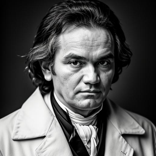 Prompt: Ludwig van beethoven. Portrait. Colourless. 