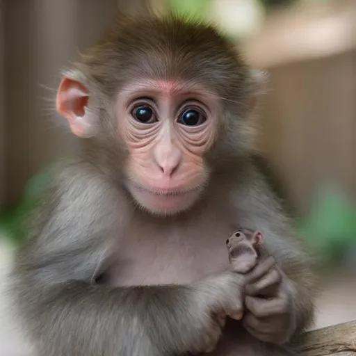 Prompt: Cute baby macaque