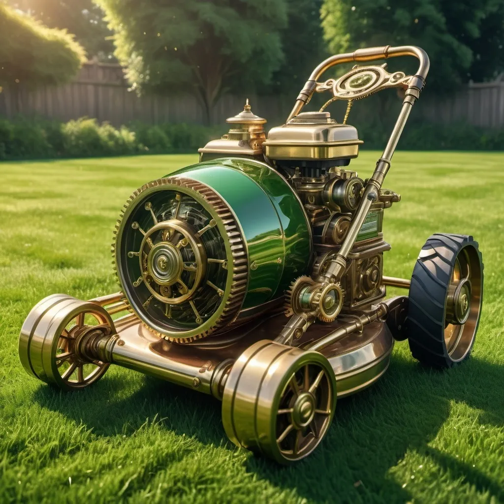 Prompt: steampunk lawnmower