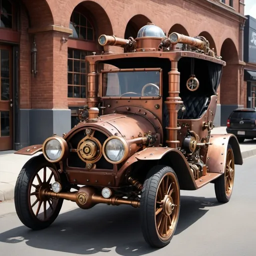 Prompt: steampunk car