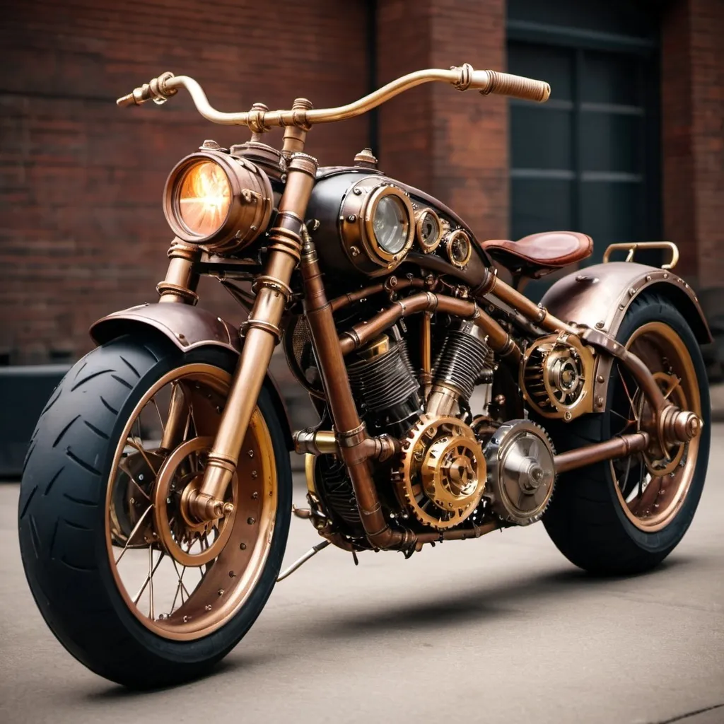 Prompt: steampunk motorcycle