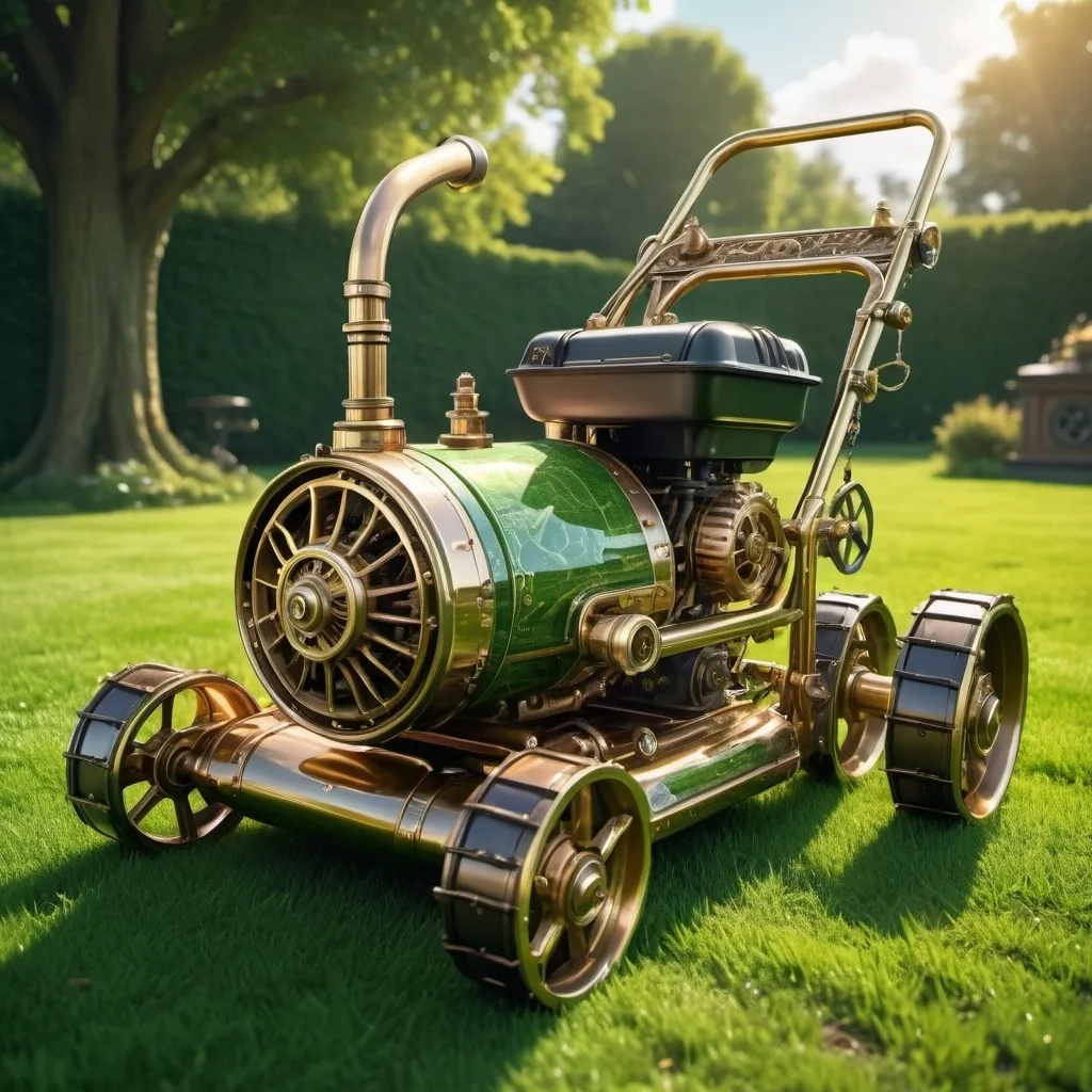 Prompt: steampunk lawnmower