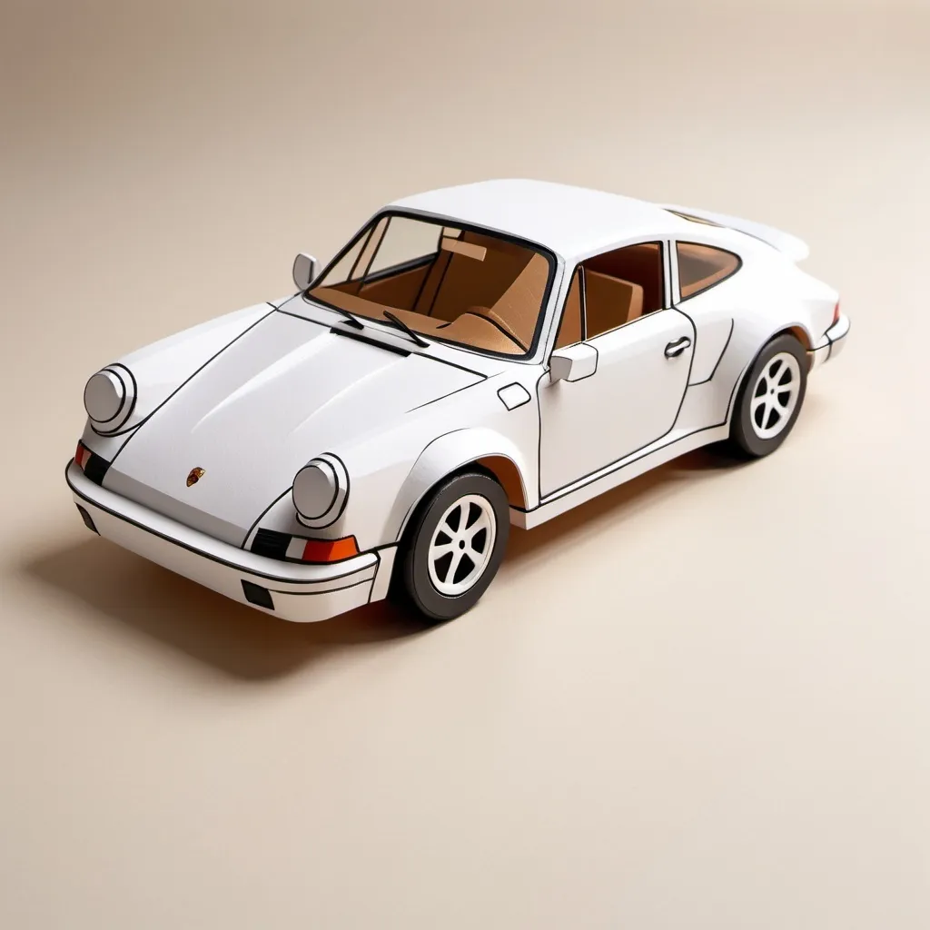 Prompt: paper-toy porsche 911 on white background