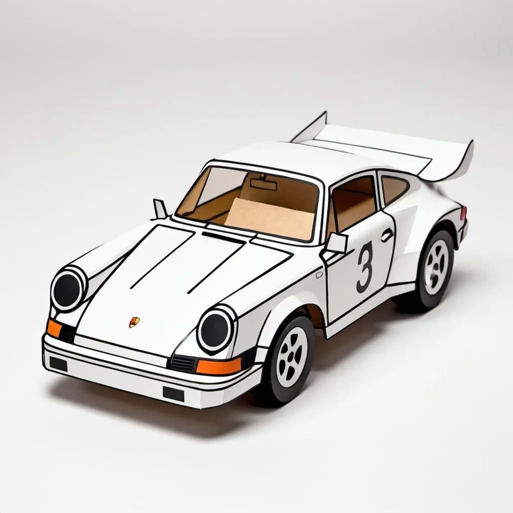 Prompt: paper-toy porsche 911 on white background