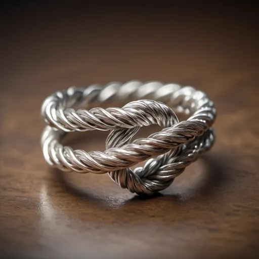 Prompt: handmade ring with twisted wire made in silver
