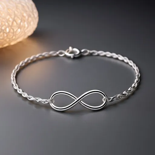 Prompt: a simple bracelet made from 2mm wire . infinity links, adjustable