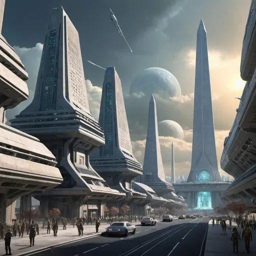 Prompt: Washington DC Science fiction City in year 2137