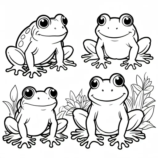Prompt: a set of basic illustration carton frogs done only in white  and with a transparent background
