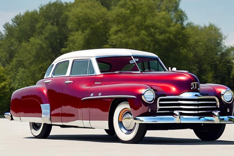 Prompt: Show me a modern car based with styling cues from the 1948 Tucker. The car must have at least 3 headlights 