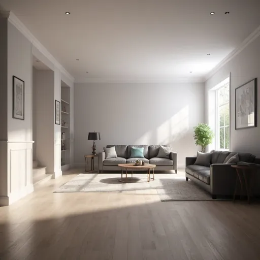 Prompt: HD 3D rendered full leaving room area advanced premium looking clear with light and shadows