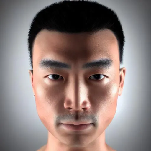 Prompt: portrait of an asian man who has white victoria's secret model's head, realistic, 4 k