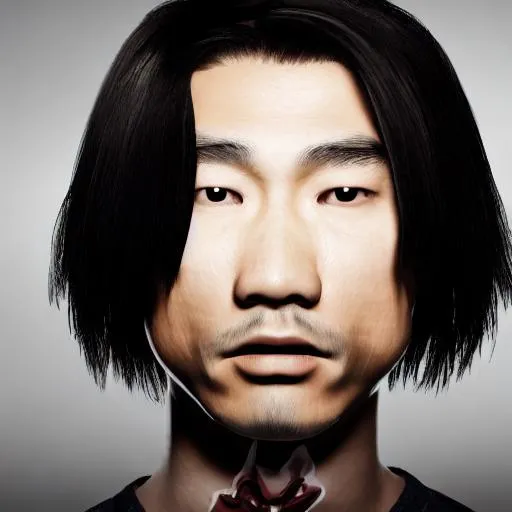 Prompt: portrait of an asian man who has white victoria's secret model's head, realistic, 4 k