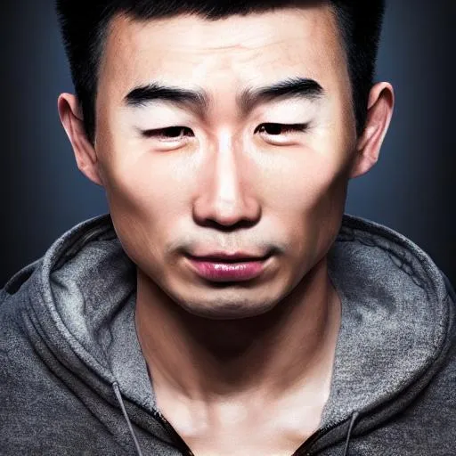 Prompt: portrait of an asian man who has white victoria's secret model's head, realistic, 4 k