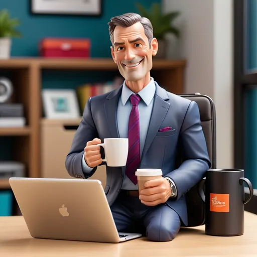Prompt:  realistic, animated boxed action figure of a hardworking dad in his 40s, dressed in a polished business suit with a vibrant tie. He has a confident and cheerful expression, ready to tackle the workday. His accessories include high-quality wireless headphones for seamless calls, a stylish thermal coffee mug, a modern tablet, and a sleek laptop bag. The packaging features office-themed graphics, highlighting his enthusiasm and success-driven mindset
