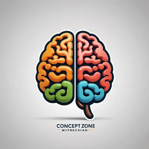 Prompt: Plain and simple Educational brain Logo with text "Concept Zone" 3d mitochondria logic