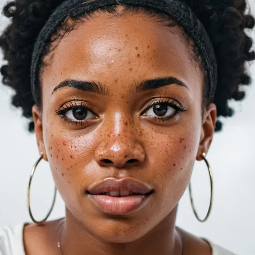 Prompt: Black woman with freckles